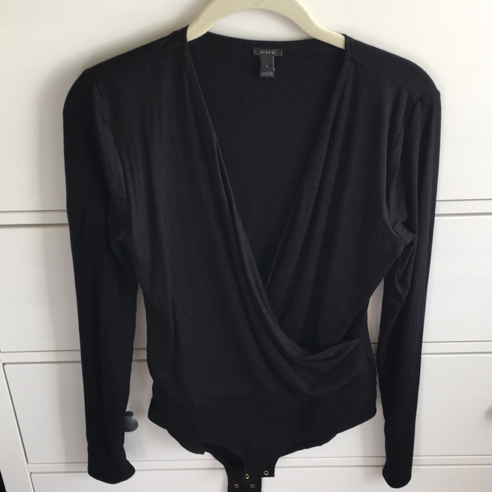 J crew wrap black bodysuit